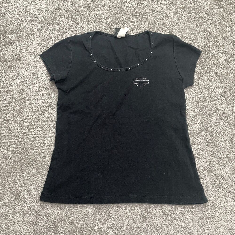 Harley-Davidson Graphic T-Shirt Juniors Small Black Round Neck Short Sleeve Tee